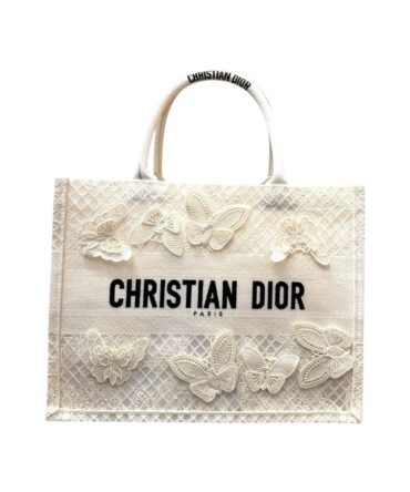 Dior Book Tote Bianca Ricamo Farfalla