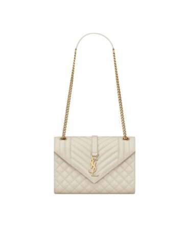 YSL Envelope Media Bianca in Pelle