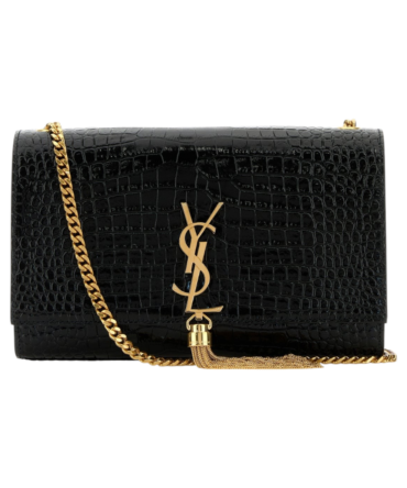 YSL Kate Media Nera in Stampa Coccodrillo