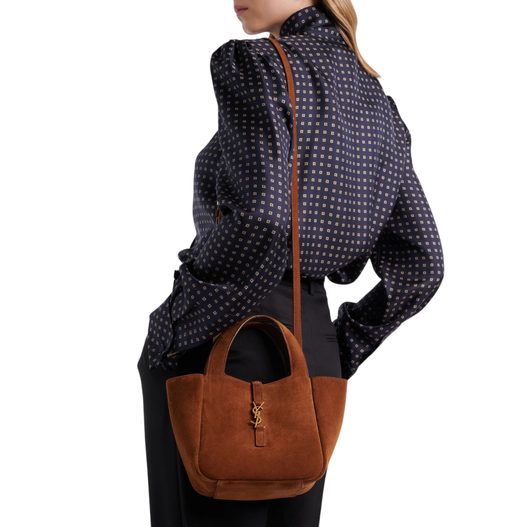 YSL Le 5 a 7 Baby Bea Cognac in Suede - immagine 2