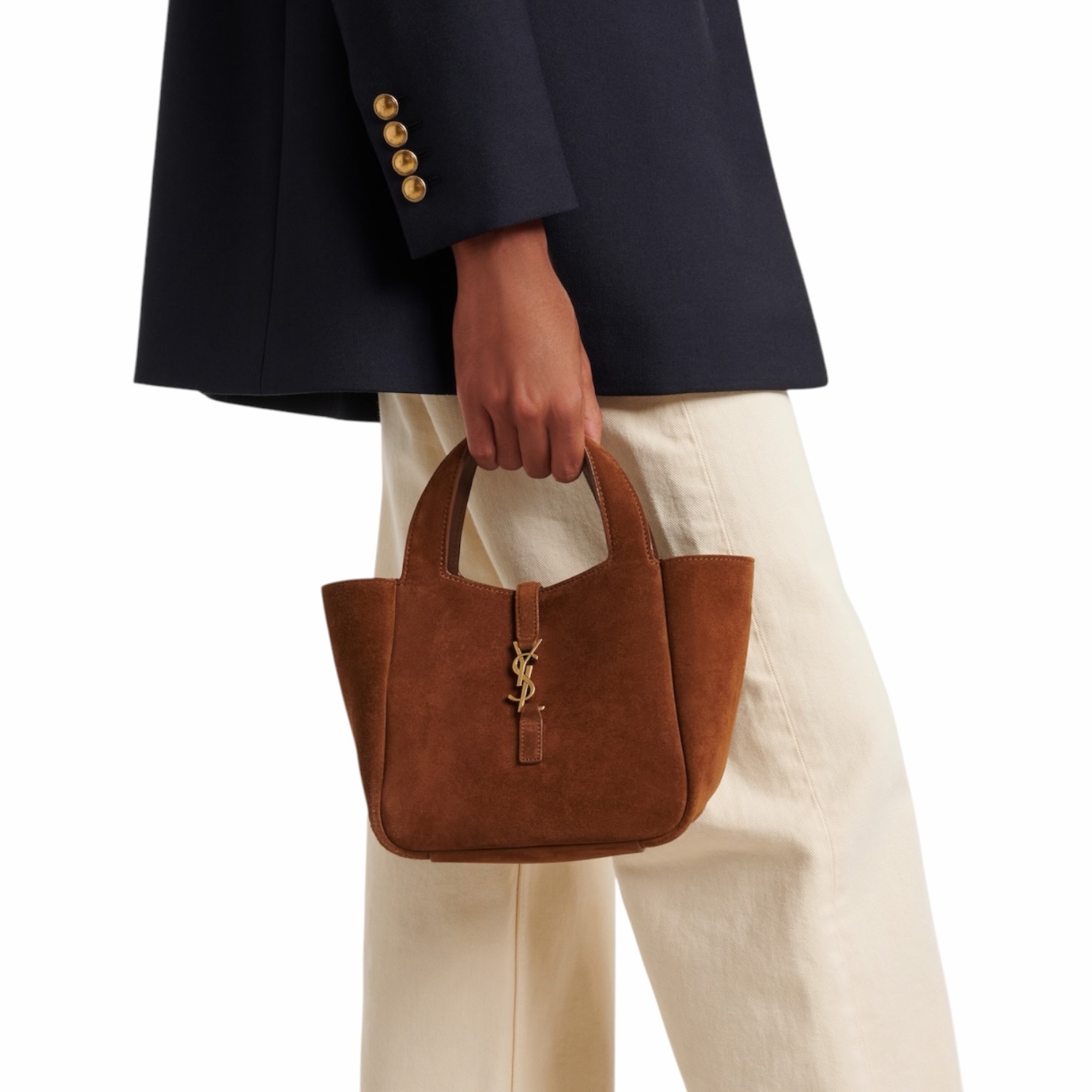 YSL Le 5 a 7 Baby Bea Cognac in Suede - immagine 2