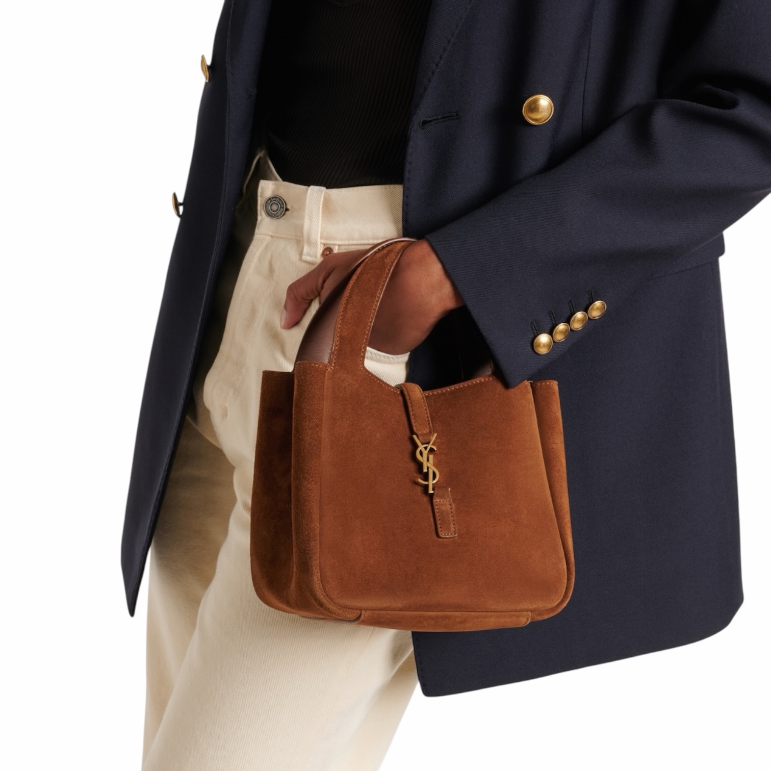 YSL Le 5 a 7 Baby Bea Cognac in Suede - immagine 3