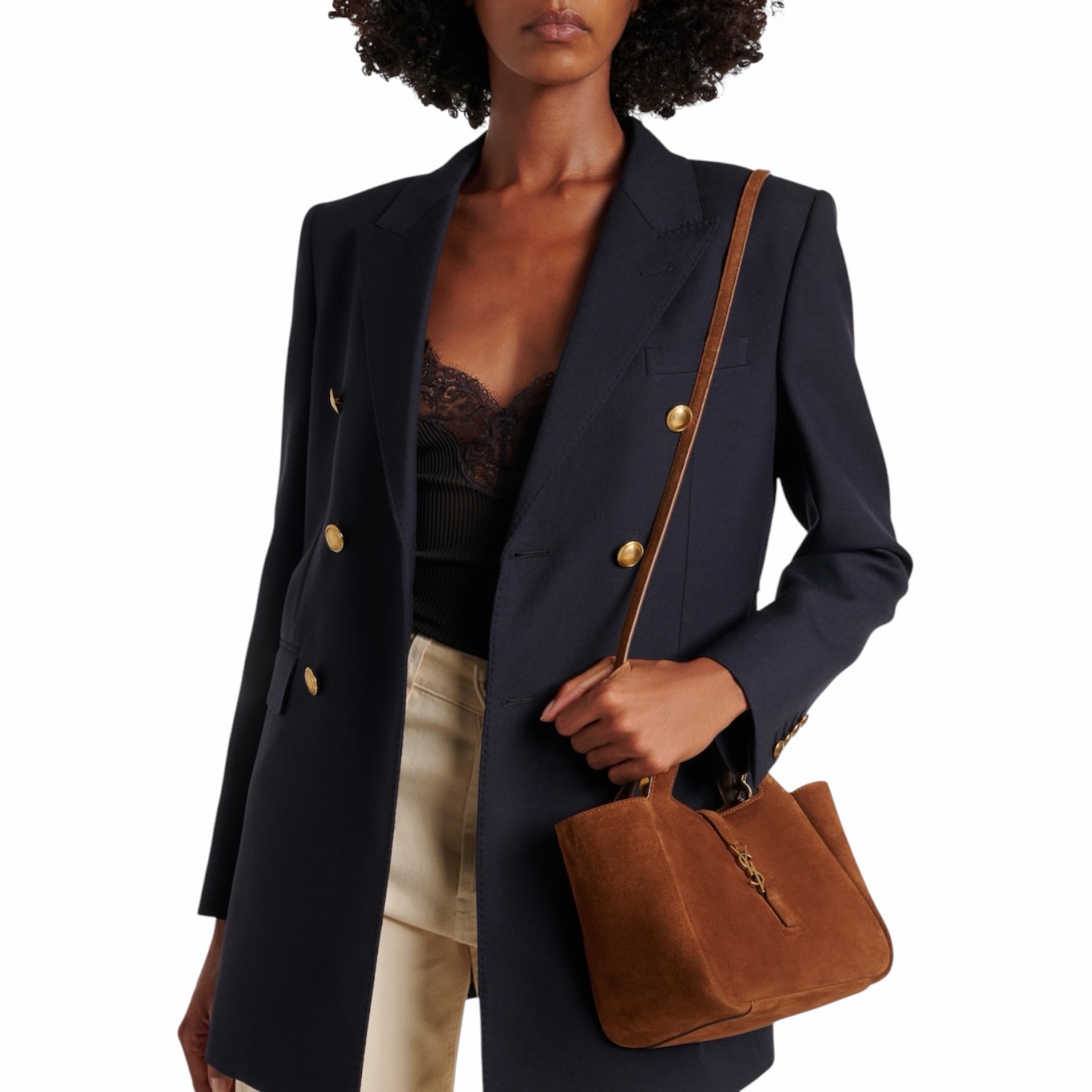 YSL Le 5 a 7 Baby Bea Cognac in Suede - immagine 8