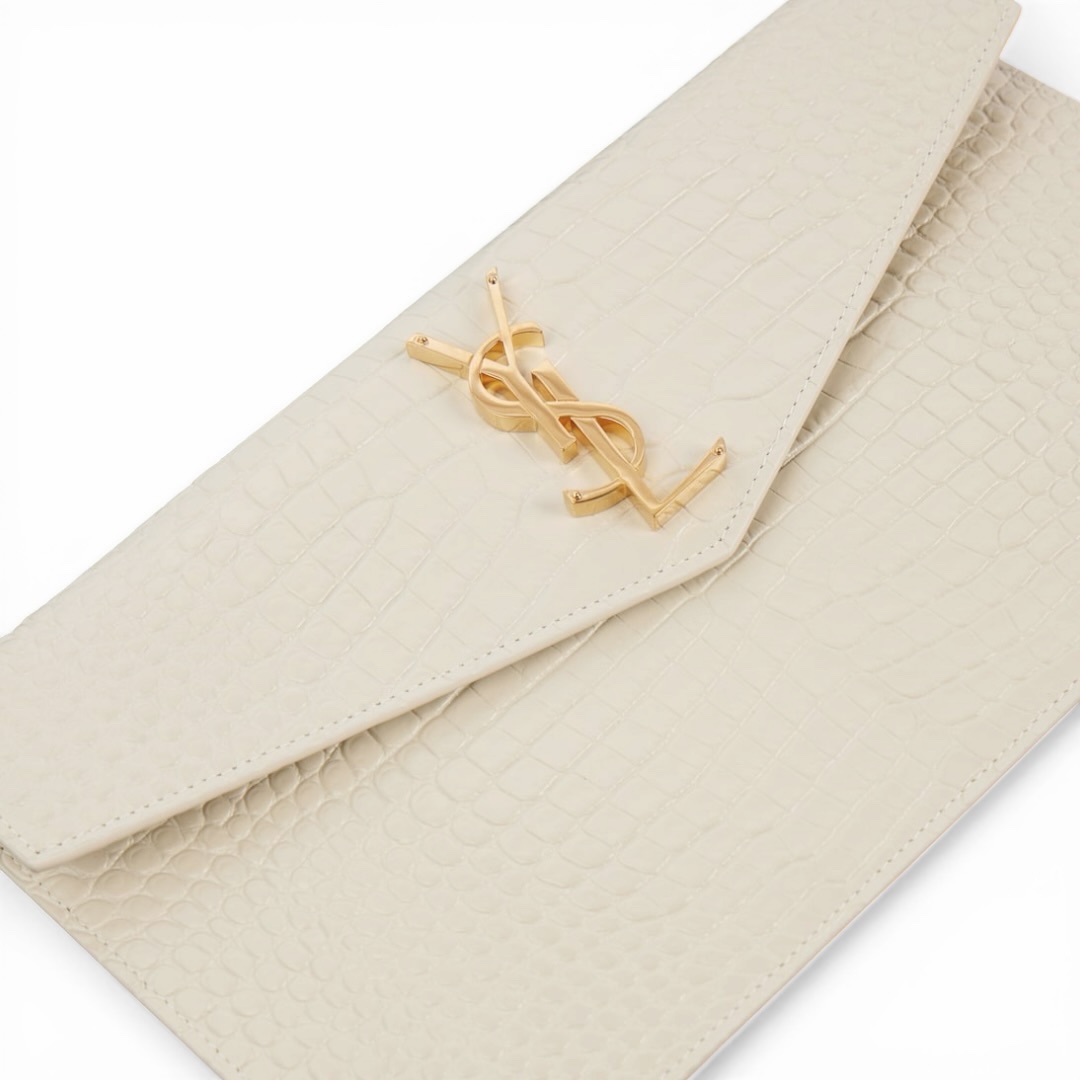 YSL Pochette Uptown Coccodrillo Bianco in pelle - immagine 5