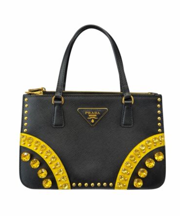 Prada Mini Tote Nera in Saffiano e Gemme