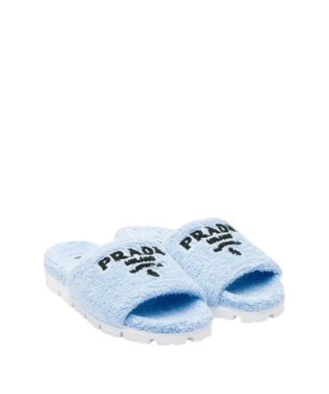 Prada Terry Cloth Slides Blu - EU 38