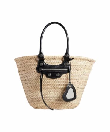 Balenciaga Cagole Basket Media in Rafia