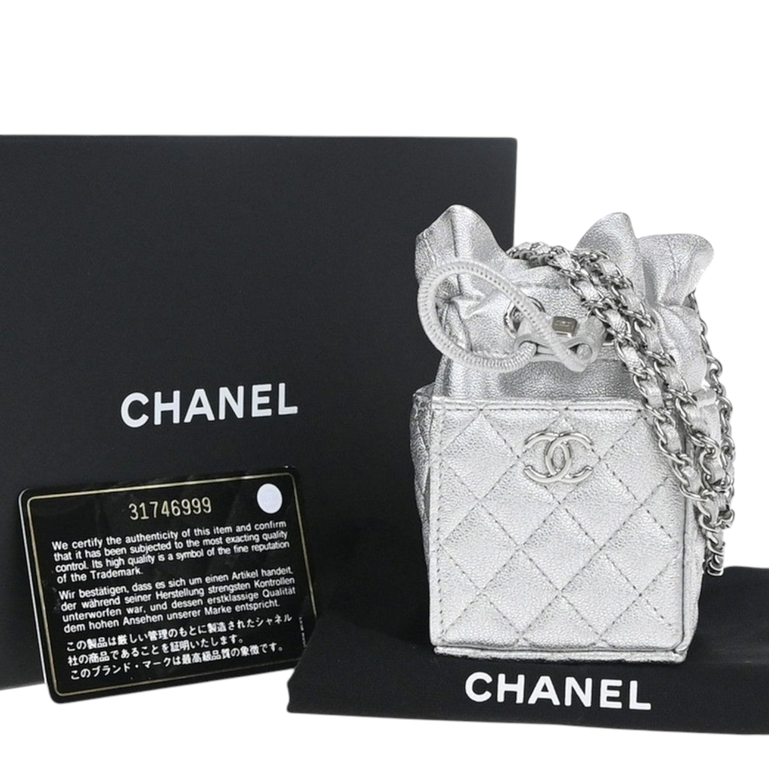 Chanel Mini Bucket Bag Argento Metallizzato