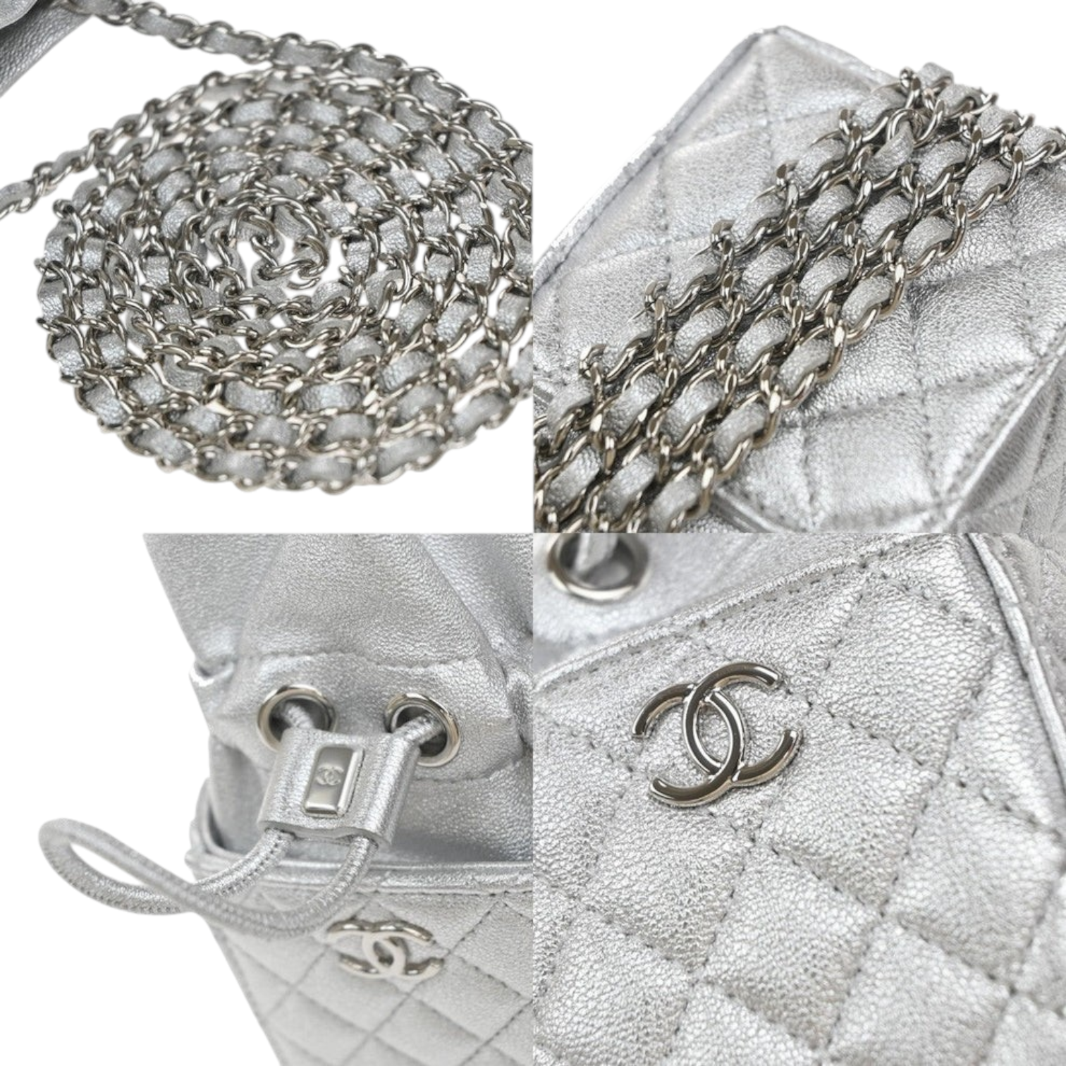 Chanel Mini Bucket Bag Argento Metallizzato - immagine 8