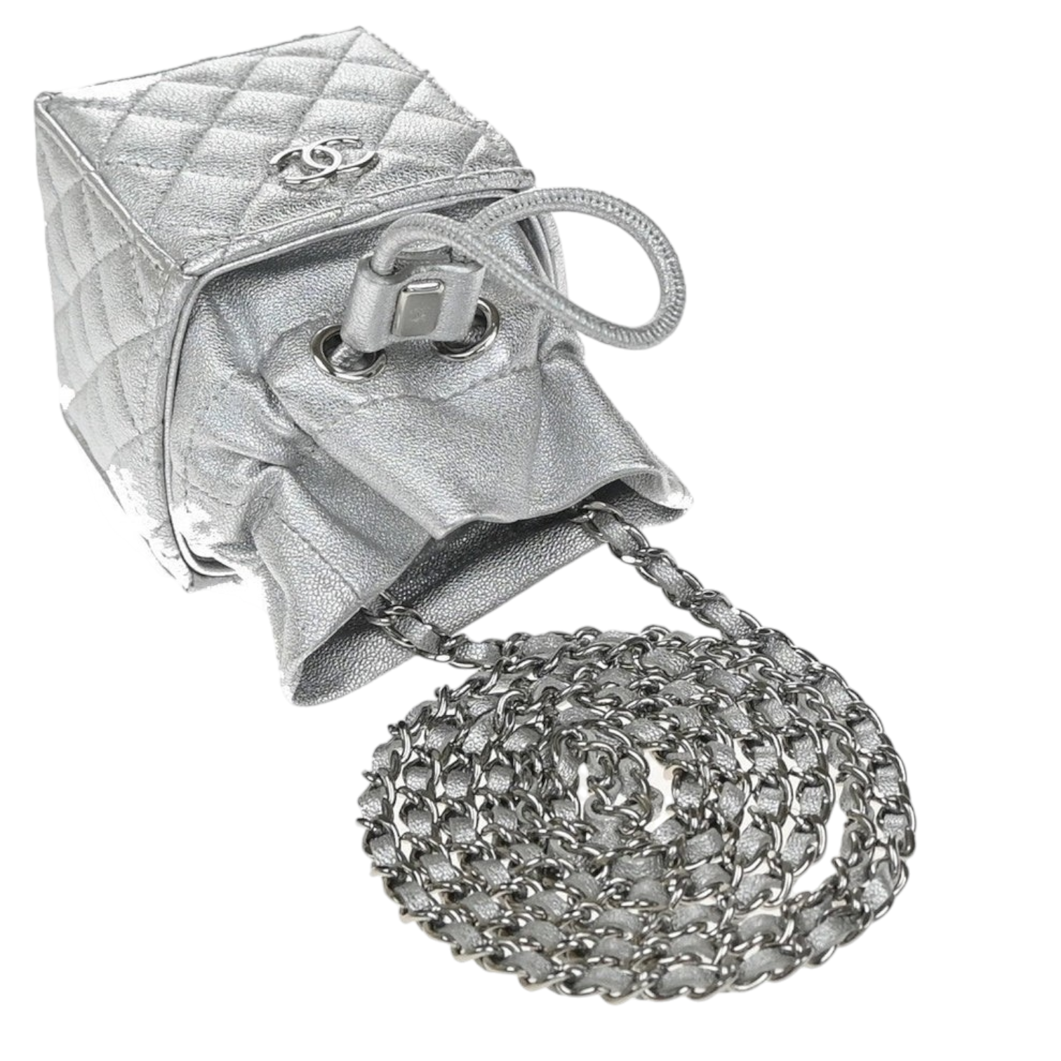 Chanel Mini Bucket Bag Argento Metallizzato - immagine 2